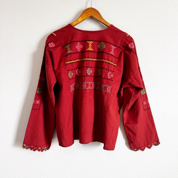 Zara Women's Floral Embroidered Split Neck Scalloped Detail Tunic Top Size XS - Picture 9 of 11